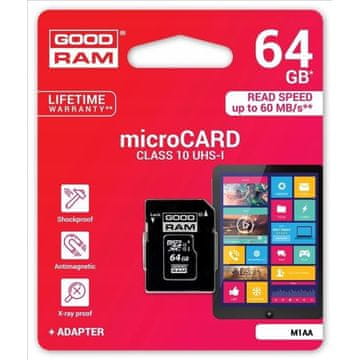 GoodRam Karta memorije Goodram M1AA-0640R12 (64GB; Class 10; + adapter)