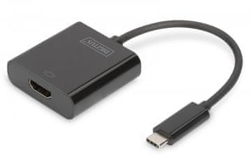 Digitus HDMI 4k 30Hz UHD grafički adapter na USB 3.1 tip C, s audio izlazom, crni, duljine 15 cm