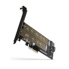 AXAGON Pcem2-d adapter unutarnji pcie x4, 1x m.2 nvme m-key + 1x sata b-key slot, sp & lp
