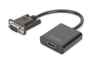 Digitus Konverter/adapter audio-video vga u hdmi, 1080p fhd, s audio 3.5mm minijack