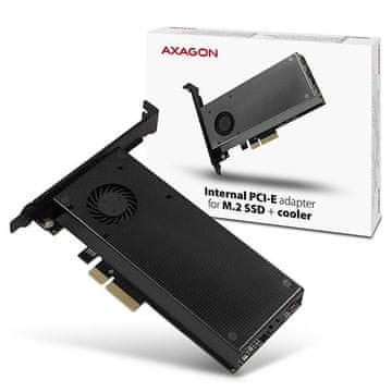 AXAGON Pcem2-dc adapter unutarnji pcie x4, 1x m.2 nvme m-key + 1x sata b-key slot, hladnjak, sp & lp + radijator