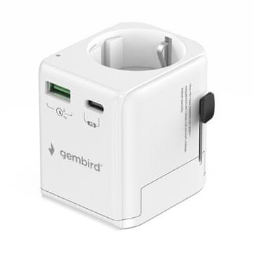 Gembird Gembird univerzalni putni adapter s uzemljenjem 20 W, bijeli