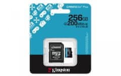 Kingston Karta microSD 256GB Canvas Go! Plus 200MB/s A2 U3 V30 + adapter