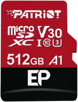 slomart Karta memorije s adapterom Patriot Memory EP Pro PEF512GEP31MCX (512GB; Class 10, Class A1, Class U3, V30; adapter, memorijska kartica)