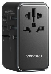slomart Univerzalni putni adapter s punjačem vention 100w gan 1x usb-a 3x usb-c crni