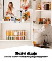 Deco Haus Hermetički spremnici s poklopcem od bambusa – Set od 10 komada – Kutije za čaj, začine, kekse, spremnici, staklenke – 16 naljepnica & kreda – Ø 6,5 cm, visina 8,5 cm, 150 ml