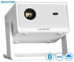 Byintek Prijenosni projektor VEVSHAO A16, LED, Bluetooth, 4K UHD, USB, HDMI, AUX, bijeli