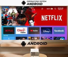 Byintek Prijenosni projektor VEVSHAO A16, LED, Bluetooth, 4K UHD, USB, HDMI, AUX, bijeli