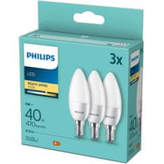 Philips LED žarulje E14 B35 5W 2700K 470lm 3 kom