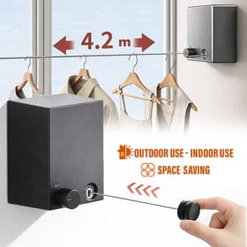 Cool Mango izvlačni konopac za sušenje rublja za uštedu prostora, 4,2 m - FlexLine