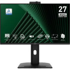 MSI Monitor PRO MP275QPDG / 27" / WQHD / IPS / 100Hz / 1ms/ KVM /Web Camera / Daisy Chain / crni - PD 98W - podesiv po visini