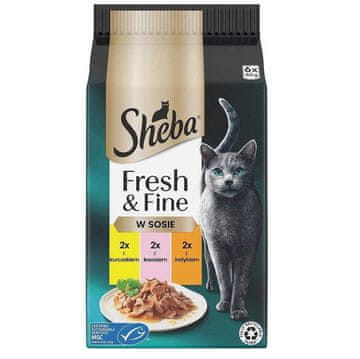 Sheba Sheba fresh fine mix piletina losos puretina u umaku mokra hrana za mačke 6x50g