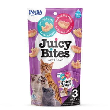 Inaba Inaba juicy bites s okusom škampa i morskih plodova - poslastica za mačke - 3x11,3 g