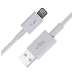 Allity AUC-03 kabel, USB-A na Lightning, 60W, 2.4A, 1m, univerzalni, TPU/TPE, + čičak traka, bijeli