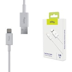 Allity AUC-03 kabel, USB-A na Lightning, 60W, 2.4A, 1m, univerzalni, TPU/TPE, + čičak traka, bijeli