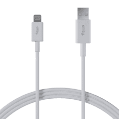 Allity AUC-03 kabel, USB-A na Lightning, 60W, 2.4A, 1m, univerzalni, TPU/TPE, + čičak traka, bijeli