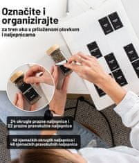 Deco Haus Set od 12 staklenih posuda za začine s poklopcima od bambusa – naljepnice, lijevak, četkica, marker – odgovara stalcima za začine s 4 police – posude za pohranu i doziranje 120 ml
