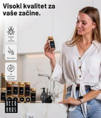 Deco Haus Komplet od 24 staklenih posuda za začine s bambusovim poklopcima – naljepnice, lijevak, četkica, marker – kompatibilno sa stalkom za začine s 4 police – posude za pohranu i doziranje 120 ml