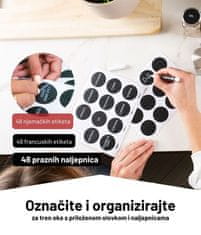Deco Haus Stalak za začine sa staklenkama – 3-razinska metalna polica – kuhinjski organizator, stalak za začine s 24 staklenke, 48 etiketa, kist, lijevak, kukice – može se koristiti postavljeno ili obješeno