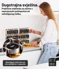 Deco Haus Posude za začine s poklopcem od nehrđajućeg čelika – Set od 12 kom – Različiti nastavci za posipanje, lijevak, četkica, etikete i kredna olovka – Savršeno za naše 2 police za začine – 120 ml