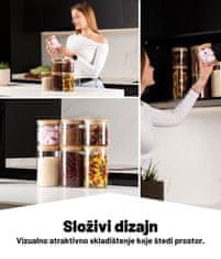 Deco Haus Staklene teglice za višekratnu upotrebu s poklopcem od bambusa – set od 6 kom – hermetički zatvorene, prikladne za perilicu posuđa i mikrovalnu – za čuvanje, kao teglica za kekse, dekoraciju itd.