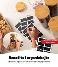 Deco Haus Komplet 8 staklenki za višekratnu upotrebu s poklopcem od bambusa – hermetičke, prikladne za perilicu posuđa i mikrovalnu pećnicu – za kekse, tjesteninu, suhu hranu, žitarice, kavu