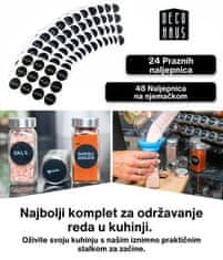 Deco Haus Dvoslojni metalni stalak za začine s posudicama za začine – kuhinjski organizator, stalak za začine s 12 posudica za začine, 48 etiketa, kist, lijevak – postavite na radnu površinu ili objesite na zid