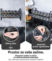 Deco Haus Dvoslojni metalni stalak za začine s posudicama za začine – kuhinjski organizator, stalak za začine s 12 posudica za začine, 48 etiketa, kist, lijevak – postavite na radnu površinu ili objesite na zid