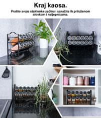 Deco Haus Dvoslojni metalni stalak za začine s posudicama za začine – kuhinjski organizator, stalak za začine s 12 posudica za začine, 48 etiketa, kist, lijevak – postavite na radnu površinu ili objesite na zid