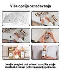 Deco Haus Komplet 12 staklenki za začine s poklopcima od bambusa – naljepnice, lijevak, četkica – odgovara stalcima za začine s 4 police – staklenke za pohranu i doziranje 120 ml, 10,5 x 4,3 cm