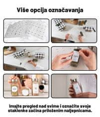 Deco Haus Komplet 12 staklenki za začine s poklopcima od nehrđajućeg čelika – naljepnice, lijevak, četkica – odgovara stalcima za začine s 4 police – staklenke za pohranu i doziranje 120 ml, 10,5 x 4,3 cm