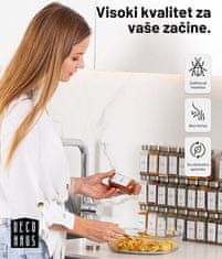 Deco Haus Komplet 12 staklenki za začine s poklopcima od nehrđajućeg čelika – naljepnice, lijevak, četkica – odgovara stalcima za začine s 4 police – staklenke za pohranu i doziranje 120 ml, 10,5 x 4,3 cm