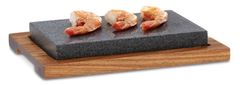 Kela Set od granitnog kamena i bagremove daske za posluživanje KL-16647 Kameni roštilj COUNTRY 2-dijelni 24 x 16 x 4 cm