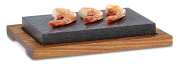 Kela Set od granitnog kamena i bagremove daske za posluživanje KL-16647 Kameni roštilj COUNTRY 2-dijelni 24 x 16 x 4 cm