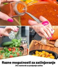 Deco Haus Komplet 12 staklenki za začine s poklopcima od bambusa – naljepnice, lijevak, četkica – odgovara stalcima za začine s 4 police – staklenke za pohranu i doziranje 120 ml, 10,5 x 4,3 cm