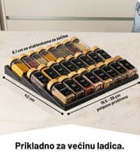 Deco Haus Crni organizator za ladicu s posudicama za začine – 3-razinski organizator za ladicu – kuhinjski organizator, organizator za ladicu s 24 posudice za začine, 280 etiketa za začine, četkicom i lijevkom