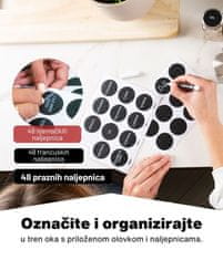 Deco Haus Crni organizator za ladicu s posudicama za začine – 3-razinski organizator za ladicu – kuhinjski organizator, organizator za ladicu s 24 posudice za začine, 280 etiketa za začine, četkicom i lijevkom