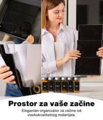 Deco Haus Crni organizator ladica sa staklenkama za začine – 3-stupanjski organizator ladica – kuhinjski organizator, organizator ladica sa 24 staklenke za začine, 280 naljepnica za začine, četkica i lijevak