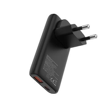 Allity ATC-02 GaN punjač, 65W, 1x USB-C, 1x USB-A, PD, QC, univerzalni, crni