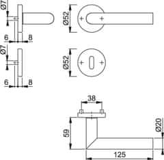 Hoppe Amsterdam E1400Z/42KV/42KVS OB F9714 set s rozetom za ključ sobe