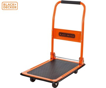 Black+Decker ručna transportna kolica, sklopiva, metalna, nosivost do 80 kg, mala težina 5,44 kg, za sve transportne potrebe, crna, narančasta