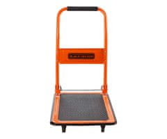 Black+Decker ručna transportna kolica, sklopiva, metalna, nosivost do 80 kg, mala težina 5,44 kg, za sve transportne potrebe, crna, narančasta