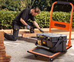 Black+Decker ručna transportna kolica, sklopiva, metalna, nosivost do 80 kg, mala težina 5,44 kg, za sve transportne potrebe, crna, narančasta