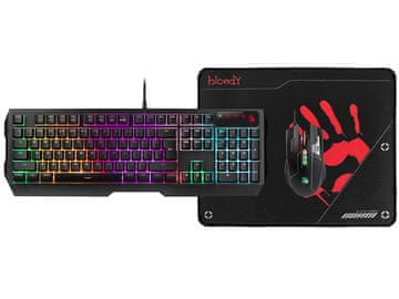 A4Tech Set tipkovnice + miša + podloge za miša BLOODY USB B1700 Bloody Bundle Set (B140N +ES7 + BP-50M) USB/ Esports crna (USB)
