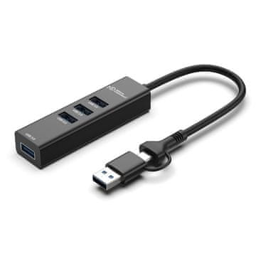 MicroConnect Premium USB 3.0 hub s 4 priključka i USB-C & A konektorima, 5Gbps, 0,15m
