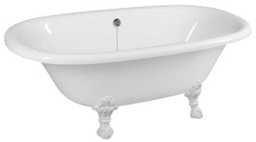 POLYSAN REGATA Samostojeća Retro Kada 175x85x61cm, Bijela s Bijelim Nogama, POLYSAN