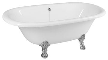 POLYSAN Samostojeća Retro Kada REGATA 175x85x61cm, Bijela s Kromiranim Nogama