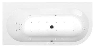 POLYSAN Astra L Asimetrična Hidromasažna Kada 165x80x48cm, Attraction Hydro-Air Sistem, Bijela Krom