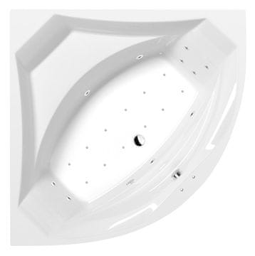 POLYSAN ROSANA kutna hidromasažna kada 140x140cm, Active Hydro-Air sustav, krom
