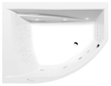 POLYSAN Asimetrična Hidromasažna Kada TANDEM L 170x130cm s Sustavom HIGHLINE HYDRO - Bijela